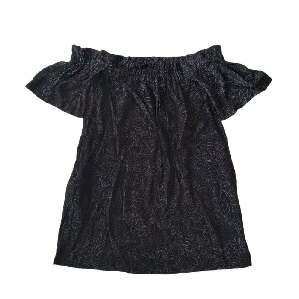 Knot Sisters La Brea Black with White Off the Shoulder Mini Dress Women's Medium